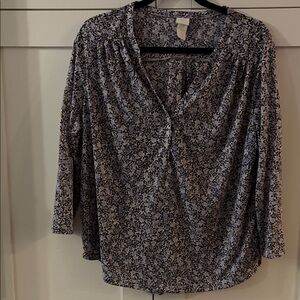 H&M Black, Blue and White Floral Blouse